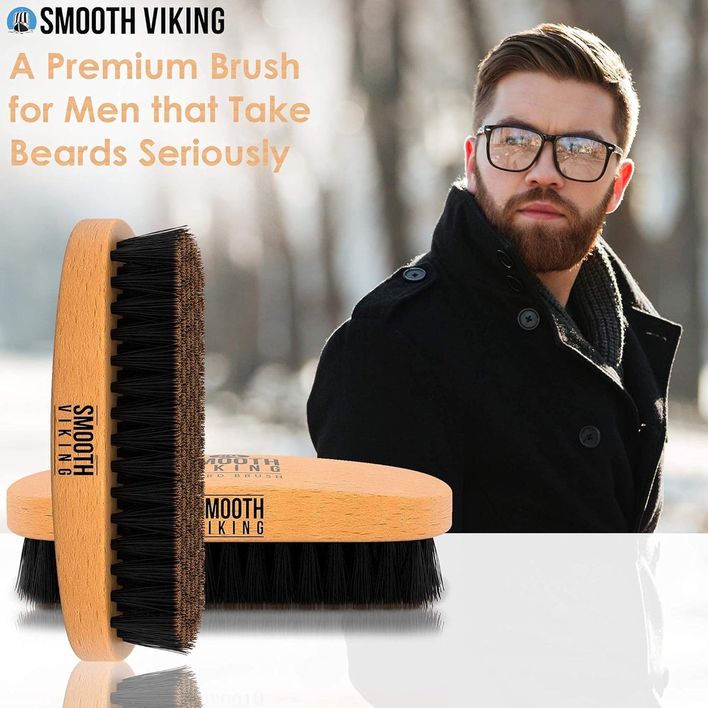 Beard Brush and Comb - Natural Boar Bristle Beard Brush & Beard Comb for Men - Facial Hair Care Gift Set for Men - Mustache Styling, Grooming & Shaping Tools