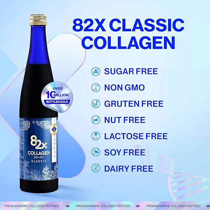 82X Classic Collagen - Marine Fish Tuna Collagen Peptides Liquid Drink for Skin Hair Nails from Japan with 82 Fermented Plants, Vitamins, Minerals & Supplements