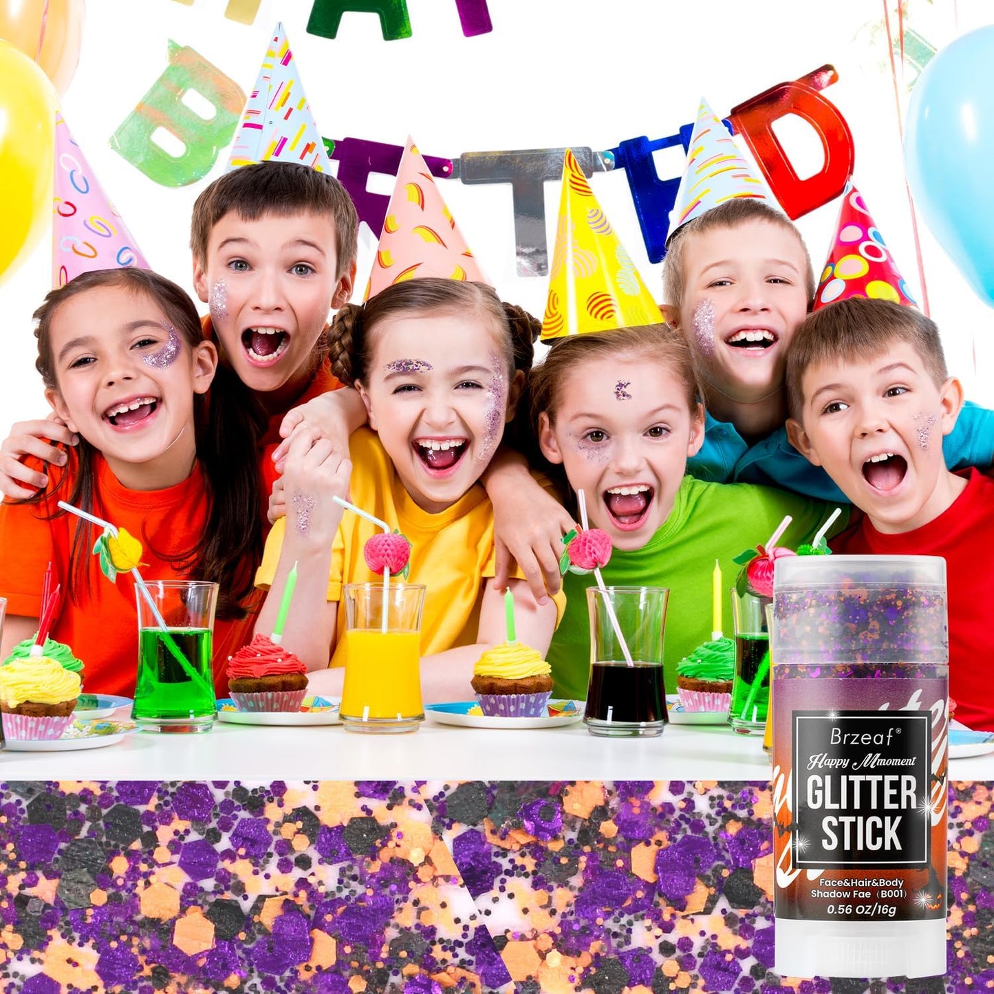 Brzeaf Halloween Body and Face Glitter Stick, Shimmery& Long Lasting, Hair Eyeshadow Face Body Glitter, Singer Concert Music Rave Festival, Glitter Stick Makeup & Face Glitter Gel