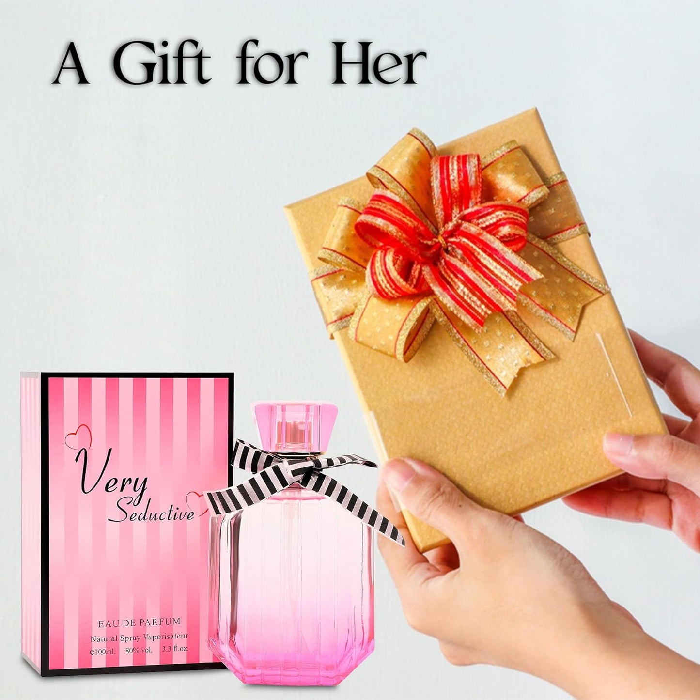 2PCS Very Seductive Women Perfume 3.4 Fl Oz Eau de Parfum Natural Spray Notes of Purple Passion Fruit, Shangri-La Peony & Vanilla Orchid Holiday Gift for All Day Use