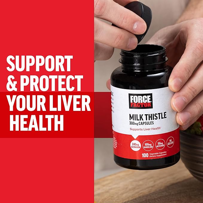 FORCE FACTOR Milk Thistle Liver Support 300mg Silymarin 100 Vegetable