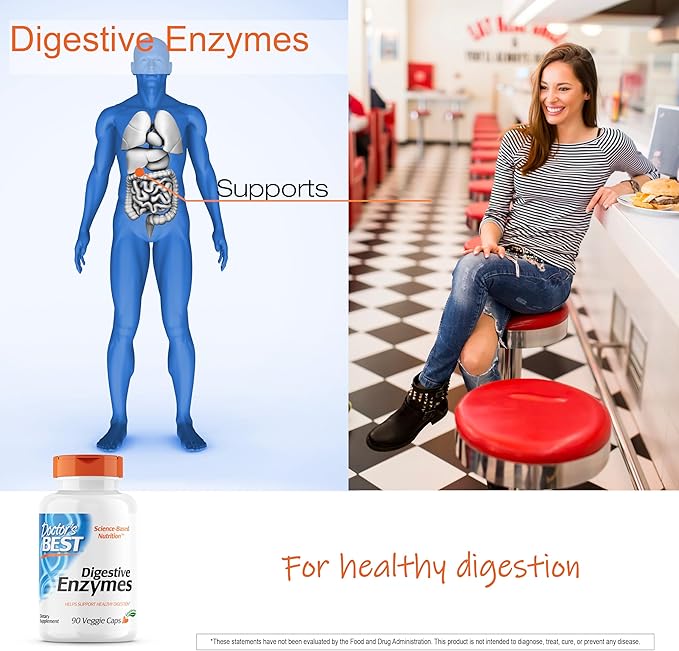 Doctor's Best Digestive Enzymes, Support Healthy Digestion, Optimal Intestinal Health, Non-GMO, Vegetarian 90VC