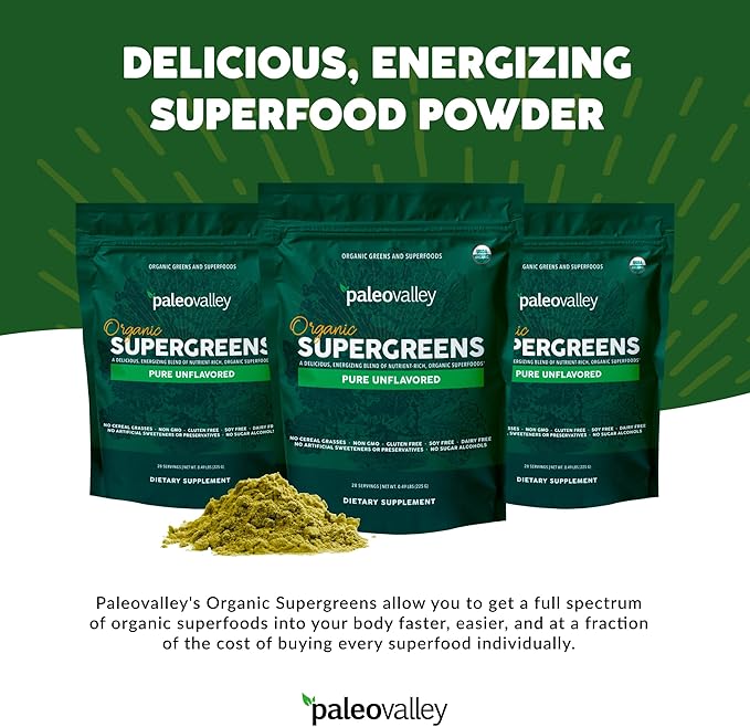 Paleovalley Organic Supergreens Powder 23 Superfoods 30 Servings