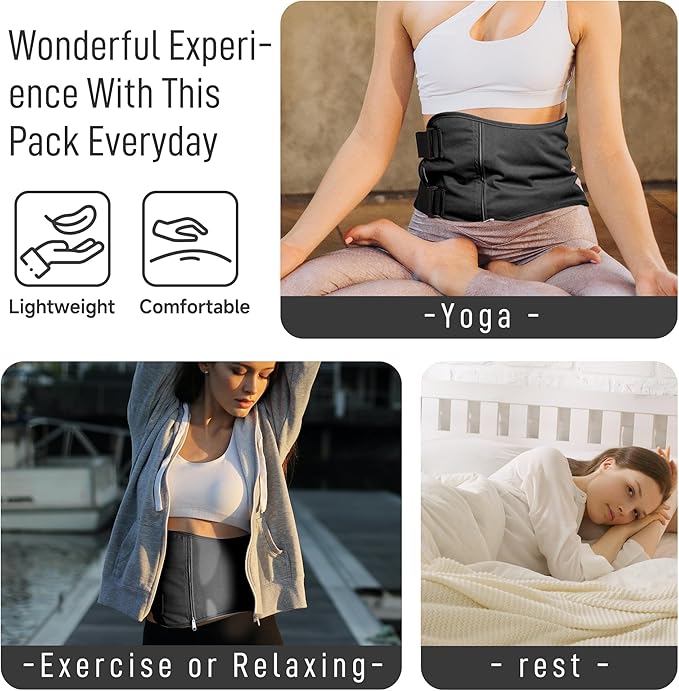 Langsprit Castor Oil Pack Castor Oil Pack Wrap, Organic Castor Oil Packs for Liver Detox, Inflammation, Reusable Castor Oil Pack Compress Castor Oil Packs kit Black L