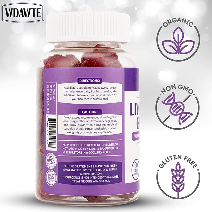 Liver Cleanse Detox & Repair Gummies 1500mg Silymarin 20+ Herbs (60 Vegan