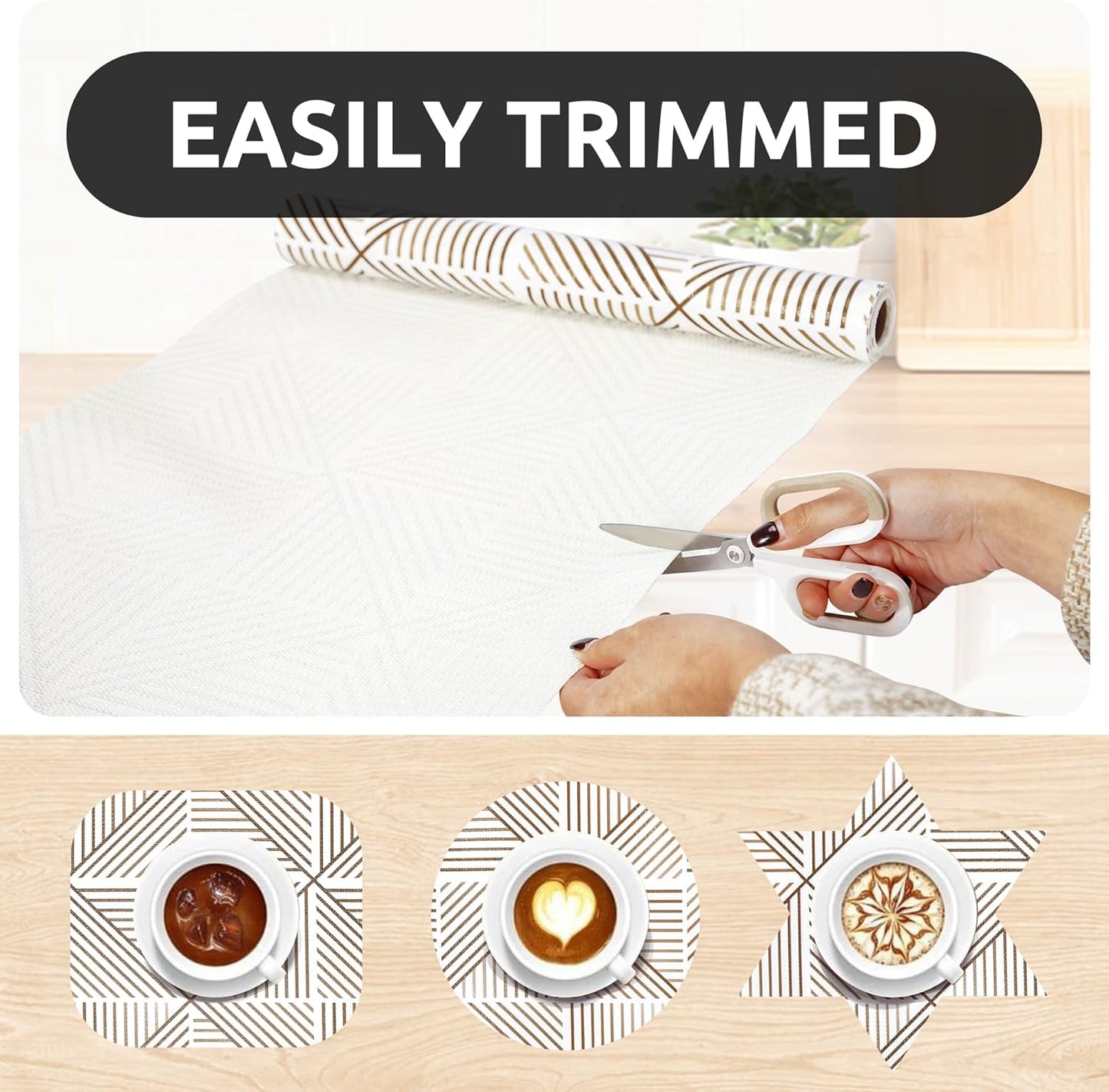 RAY STAR 12X120 Inch Shelf Liner for Kitchen Cabinets, Non-Adhesive Cabinet Liner Washable, PVC Drawer Liner for Dresser Non-Slip Bathroom (Classic)(1 Roll)