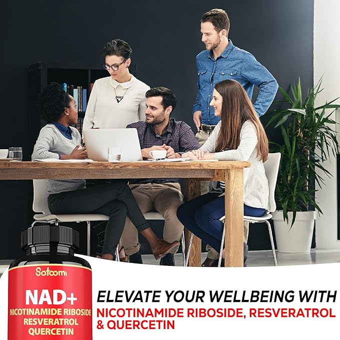 3in1 1000mg Pure NAD+ Supplement with Liposomal Nicotinamide Riboside 900mg NR, Resveratrol, Quercetin - Cellular Energy & Repair, Vitality, Healthy Aging - 60 Count