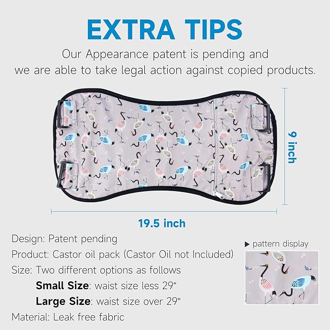 Langsprit Castor Oil Pack Castor Oil Pack Wrap, Organic Castor Oil Packs for Liver Detox, Inflammation, Reusable Castor Oil Pack Compress Castor Oil Packs kit L