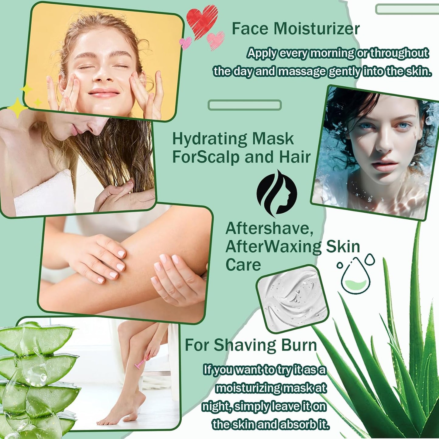 Moisturizing Gel for Face & Body,Non-sticky Gel After Sun Aloe Lotion Skin Care,Fast Absorbing Long Lasting Refreshing Hydrating Face Moisturizer for All Skin Types 08