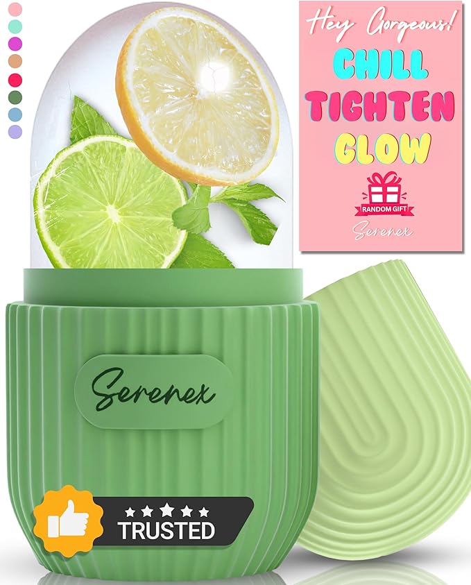 Ice Cube Roller for Face, Eyes & Neck โ Silicone Ice Face Roller for Puffiness, Redness, Migraines & Eye Bags โ Skin Tightening, Rejuvenation & Cryotherapy Massage Tool for Beauty & Skincare
