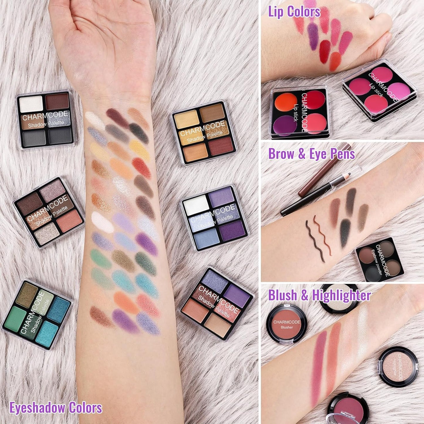 Makeup Kit for Teen Girls & Women Full Kit, Beauty Train Case with Starter Cosmetic Set, Make Up Christmas Gift Box with Eyeshadow,Lipgloss,Highlighter,Blush,Lip&Eye Pencils,Brush & More(Purple)