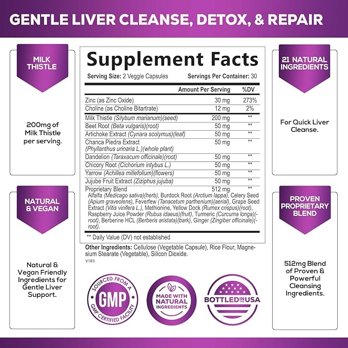 Gentle Liver Cleanse Detox & Repair Formula 60 Capsules