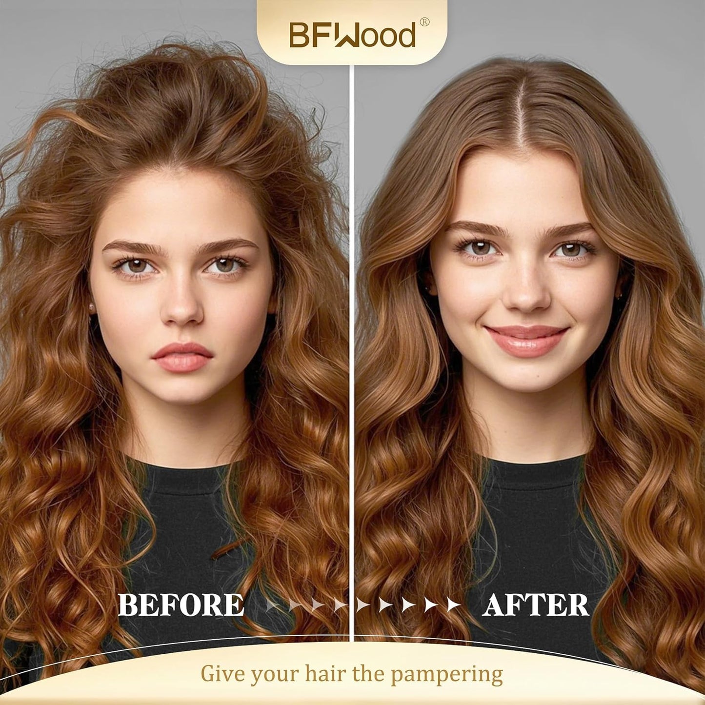 BFWood Bamboo Hair Brush and Comb, Wooden Hair Comb Set for Women Girls Men, Wood Curly Detangling Hair Paddle Brushes, Wide Tooth Fine Tooth Travel