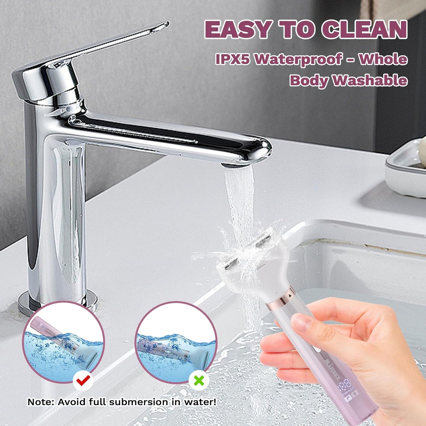 Electric Shavers Razors for Women, 5 in 1 Bikini Trimmer for Women, Wet/Dry Womens Electric Shaver Razor, Face Shaver for Face Nose Eyebrow Arms Armpit Legs Pubic Area, Facial Hair Removal