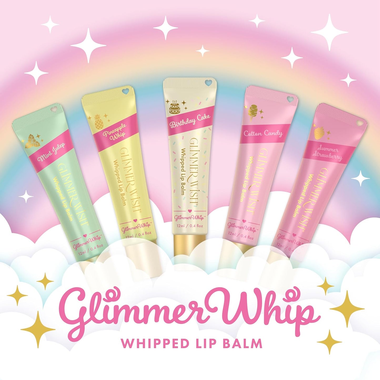 Glimmer Wish Glimmer Whip Hydrating Lip Balm – Organic Castor & Jojoba Oils, Shea & Cocoa Butters – Vegan, Non-Toxic, Moisturizing Lip Care (Mint Julep)