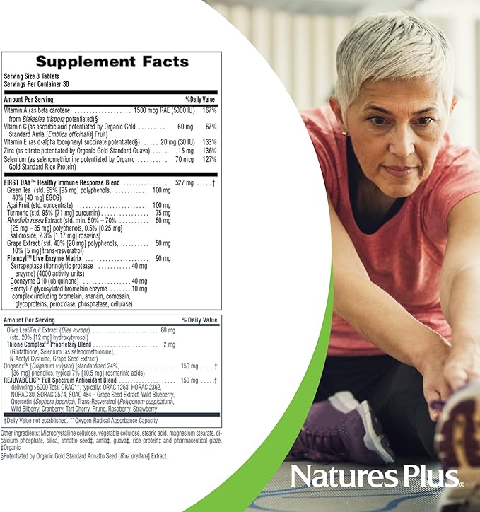 Natures Plus AgeLoss First Day Healthy Immune Response - 90 Tablets - Vegetarian, Gluten Free - 30 Servings