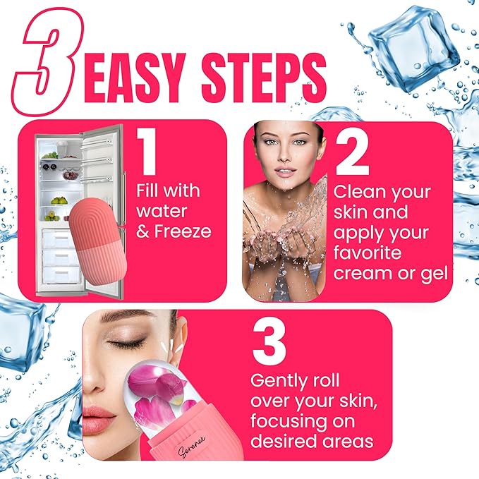 Ice Cube Roller for Face, Eyes & Neck โ Silicone Ice Face Roller for Puffiness, Redness, Migraines & Eye Bags โ Skin Tightening, Rejuvenation & Cryotherapy Massage Tool for Beauty & Skincare
