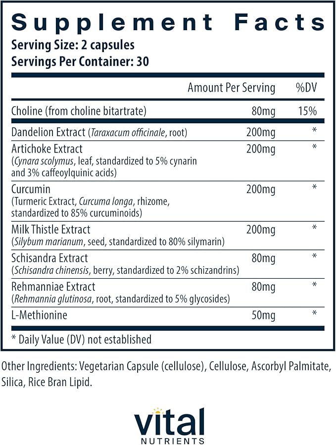 Vital Nutrients Liver Support Milk Thistle 60 Capsules