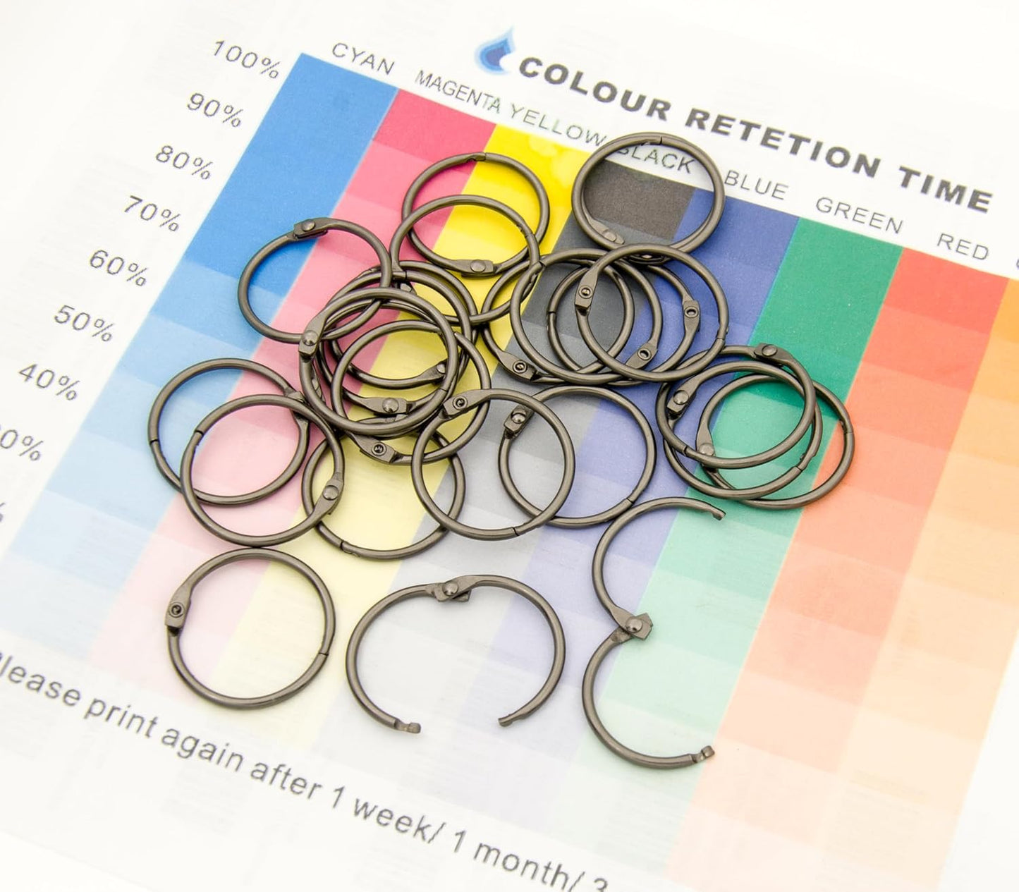 Loose Leaf Binder Rings Inner Dia: 1 inch(25.5mm) 100pcs Metal Gun Black Book Binder Rings Paper Rings Clips Key Rings Index Cards Rings Great for Home School Office