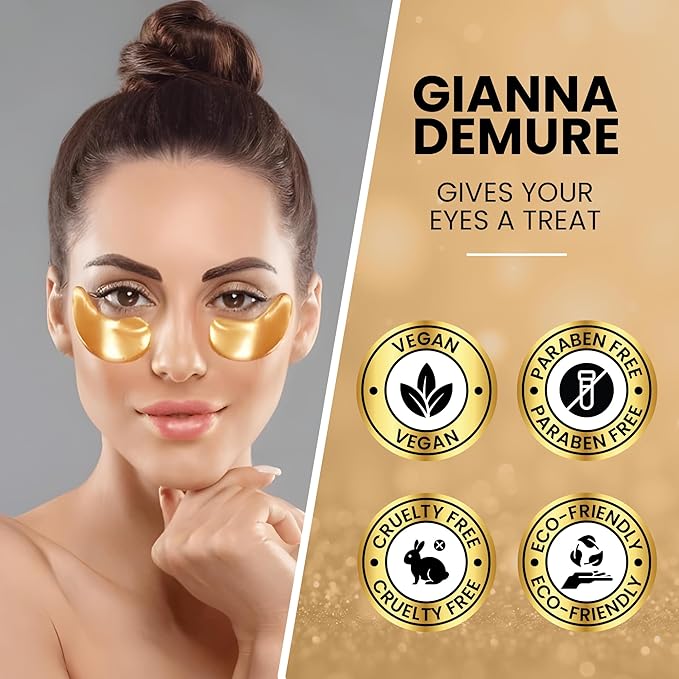 Under Eye Patches for Dark Circles and Puffiness β 24 Collagen Pairs for Puffy Eyes, Wrinkles & Bags β Gold Gel Eye Mask Vegan & Cruelty-Free