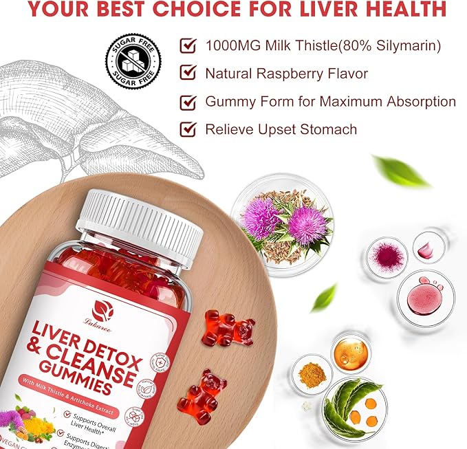 Liver Cleanse Detox & Repair Gummies 24 Potent w/3000MG Milk 180 Count