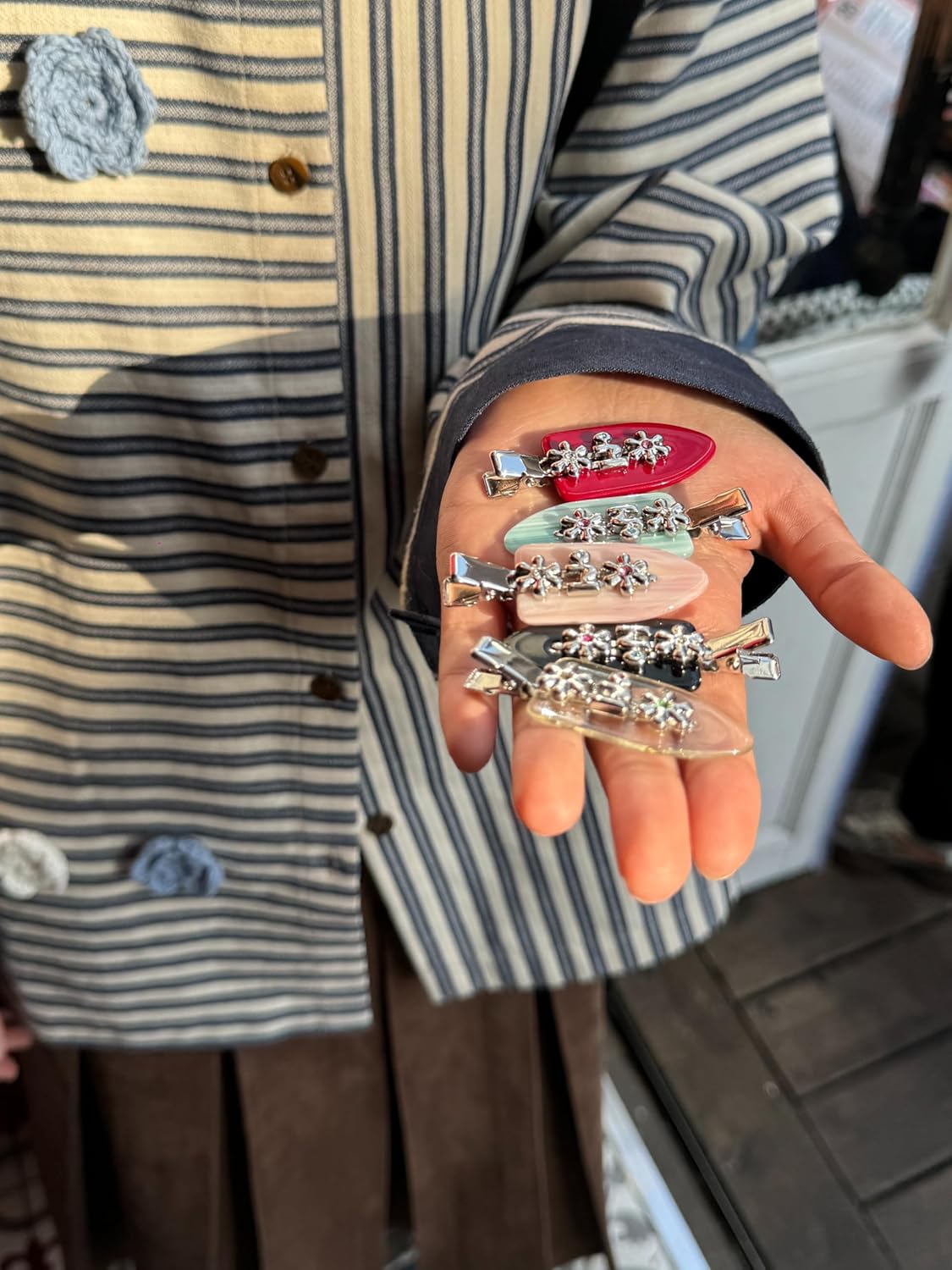 Tagi. Metal Floret Hair Clips, 2 Pack Hair Pins for Thick Hair Styling Accessories (Tortoiseshell Cocoa)