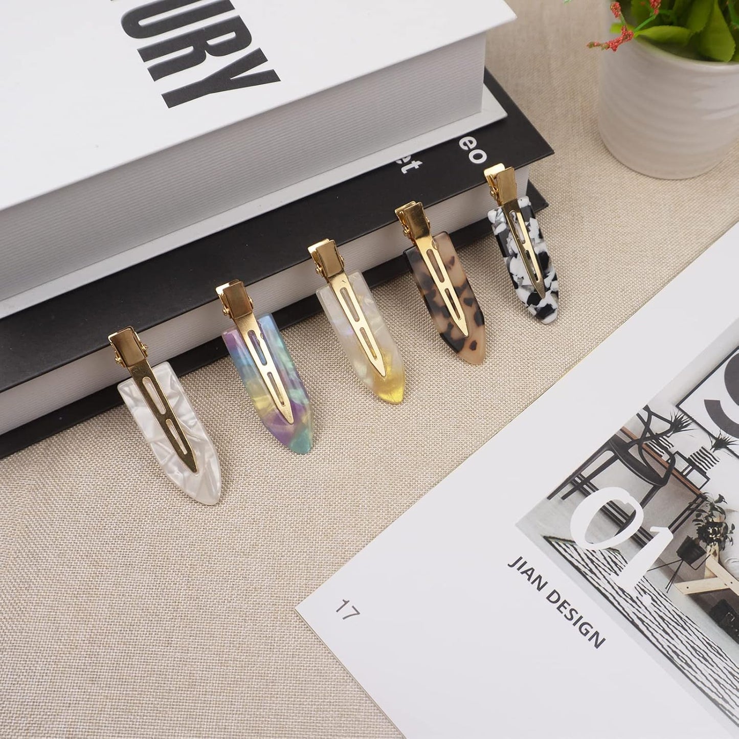 10 Pcs No Bend Hair Clips for Women Styling Sectioning, Gingbiss 2.7" No Crease Bangs Hair Clips, Curl Pin Clips with Storage Box for Hairstyle Bangs Waves Makeup Application, 10 Colors