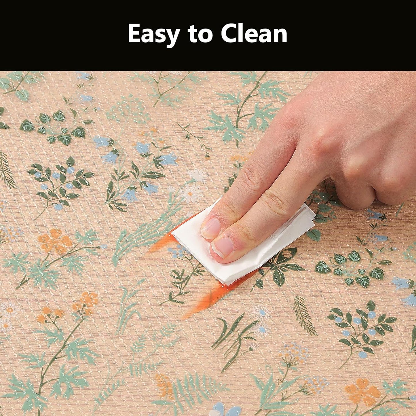 INNOLITES Shelf Liners for Kitchen Cabinets – Drawer Liner Waterproof & Oil-Proof, Non-Adhesive EVA with Floral Pattern – Durable Washable, Easy to Cut (11.8" x 236")