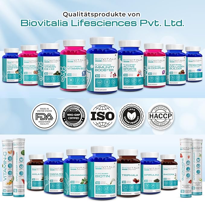 BIOVITALIA Immunity Booster for Adult Men & Women Plant Based Natural Dietary Supplement Capsule Helps Boost Immune System & Support Healthy Heart Function - 60 Capsule