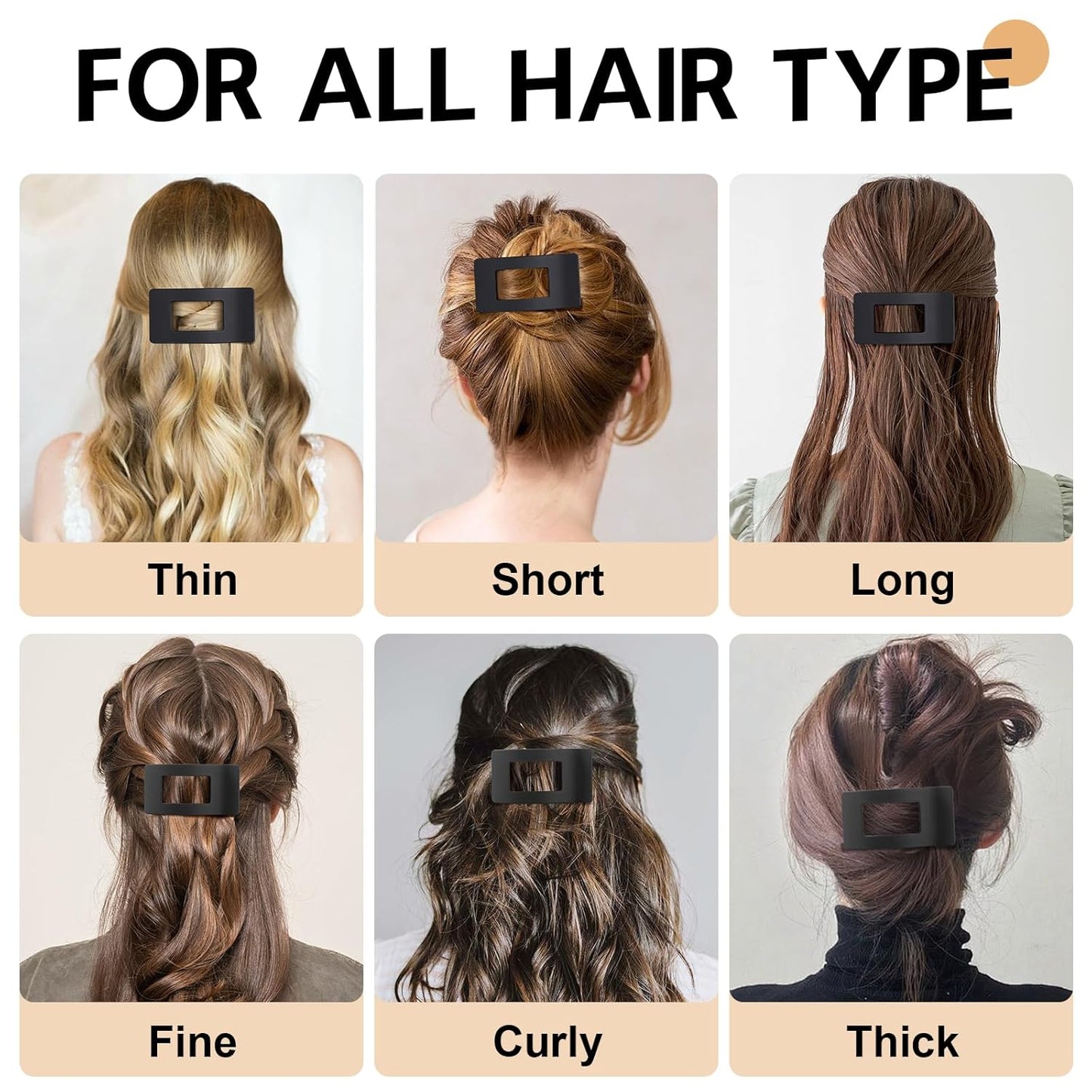 8 Pack French Flat Hair Clips for Women – Large Matte No-Slip Claw Barrettes for Thick & Thin Hair, Strong Hold Styling Accessories (black)