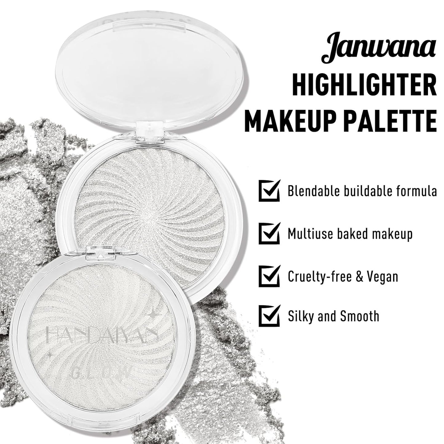 Highlighter Makeup Palette Shimmer Face Body Illuminator Glitter Highlighter Makeup Kit Long Lasting Highly Pigmented Highlighters Makeup Palette #1 Tulip White