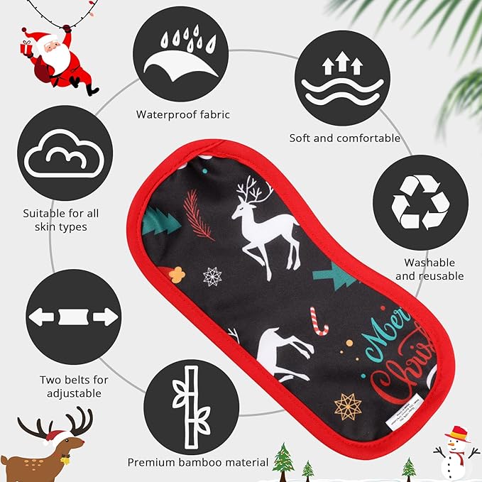 Leekalos Castor Oil Pack Wrap, Reusable Organic Castor Oil Packs for Liver Detox, Castor Oil Packs with Adjustable Elastic Strap for Christmas Gifts (Castor Oil Not Included) (Christmas Deer)