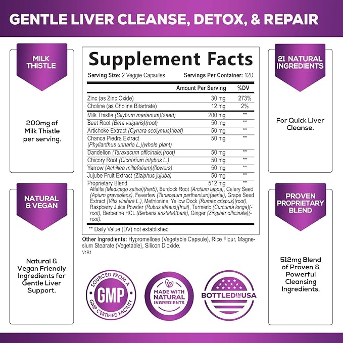 Gentle Liver Cleanse Detox & Repair Formula 240 Capsules