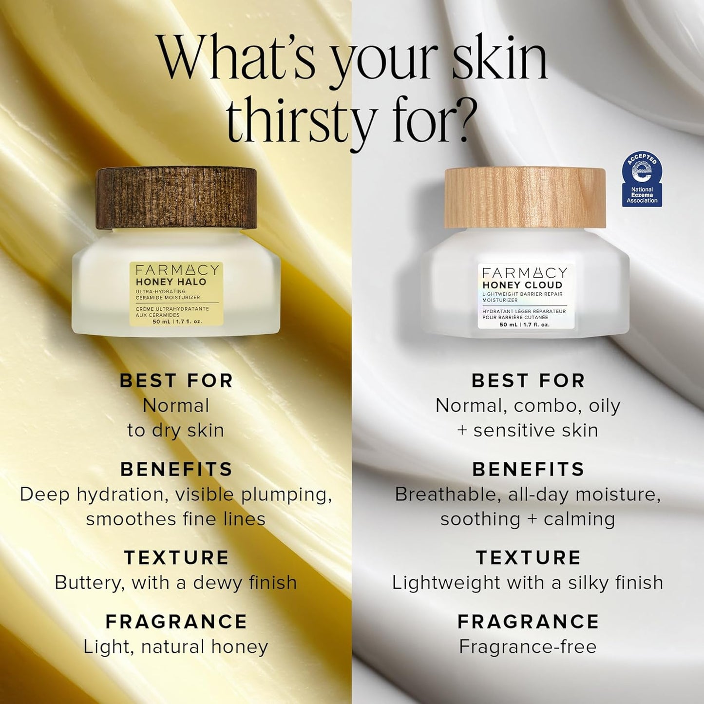 Farmacy Honey Cloud Lightweight Face Moisturizer - Silky & Hydrating Face Lotion Infused with Hyaluronic Acid, Peptides & Chamomile - Soothing Daily Facial Moisturizer for Sensitive Skin (50ml)