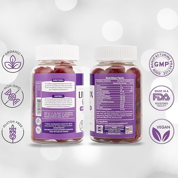 Liver Cleanse Detox & Repair Gummies 1500mg Silymarin 20+ Herbs (60 Vegan