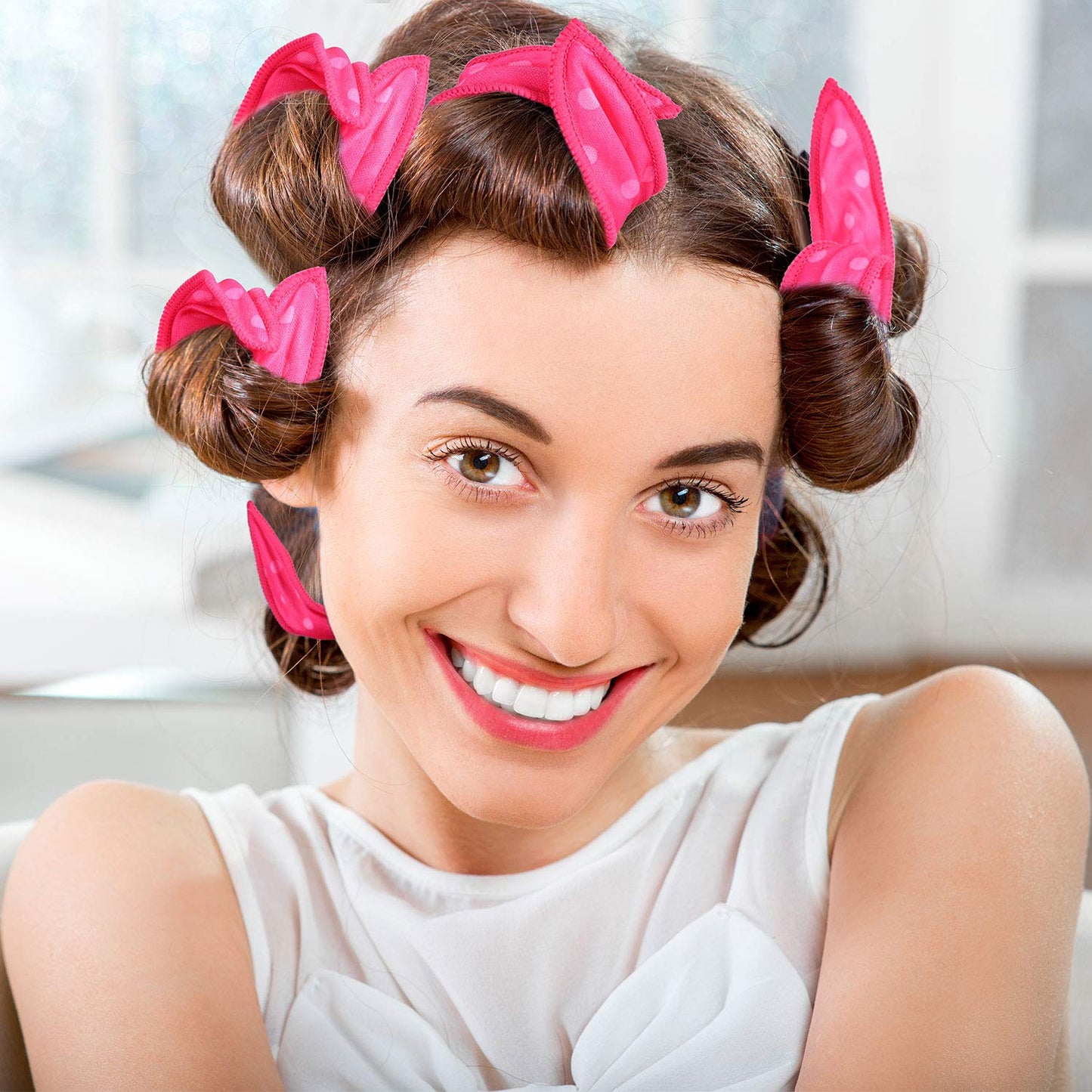 Bememo 40 Pieces Soft Curlers Hair Rollers Pillow Rollers for Hair Satin Sponge Curlers to Sleep in Overnight Heatless No Heat for Long Short Foam Rag Large Styling Tools(Rose Red)