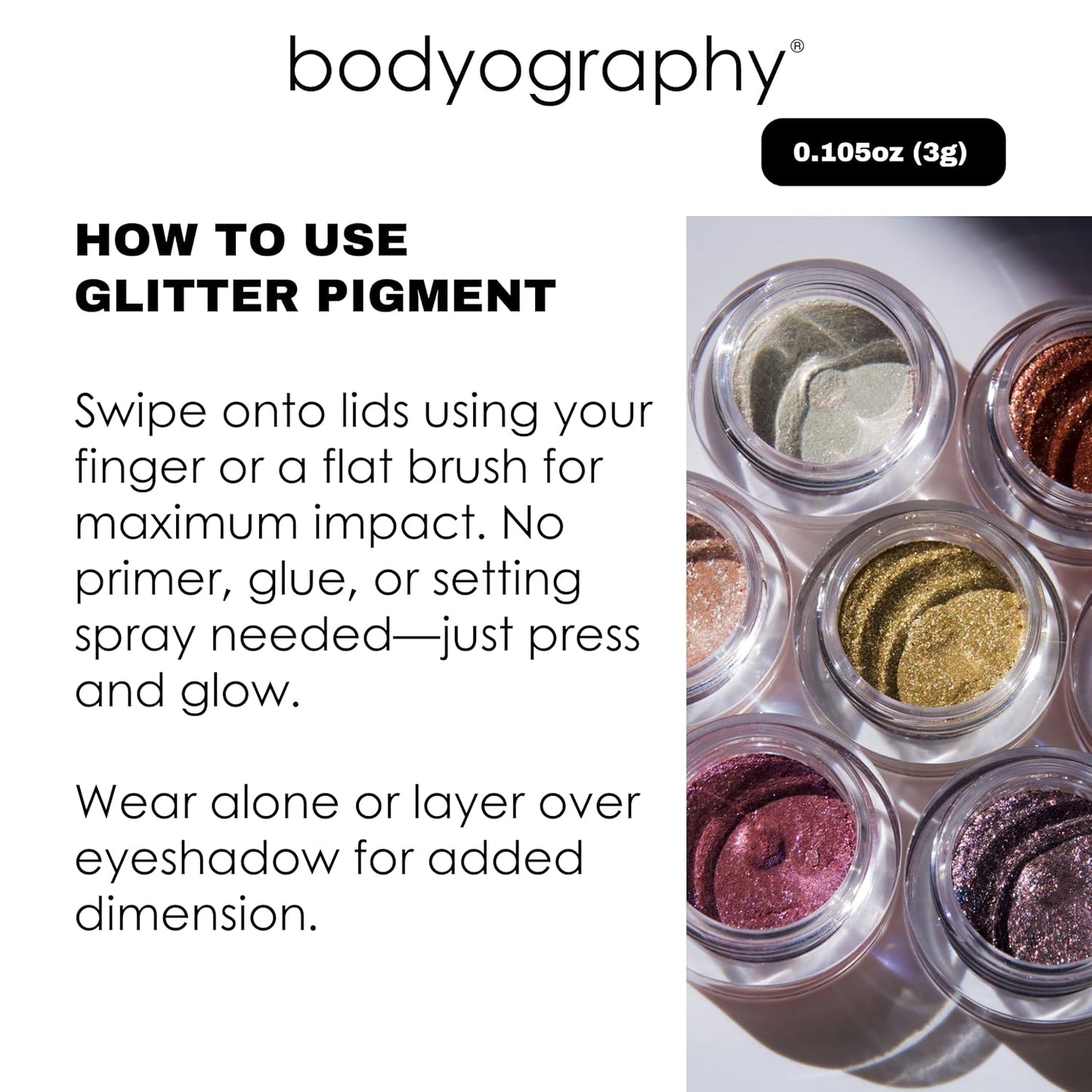Bodyography Glitter Pigments (Later Skater): High Shine Glitter Shadow | Gluten-Free, Cruelty-Free