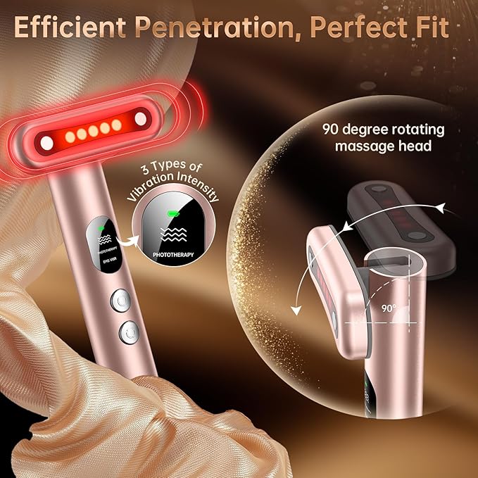 9 in 1 Red-Light-Therapy-Wand-for-Face, Portable Face Massager Tool, Microcurrent and Vibration True Beauty Glow Facial Massager Skincare Rejuvenation Tool for Women at Home
