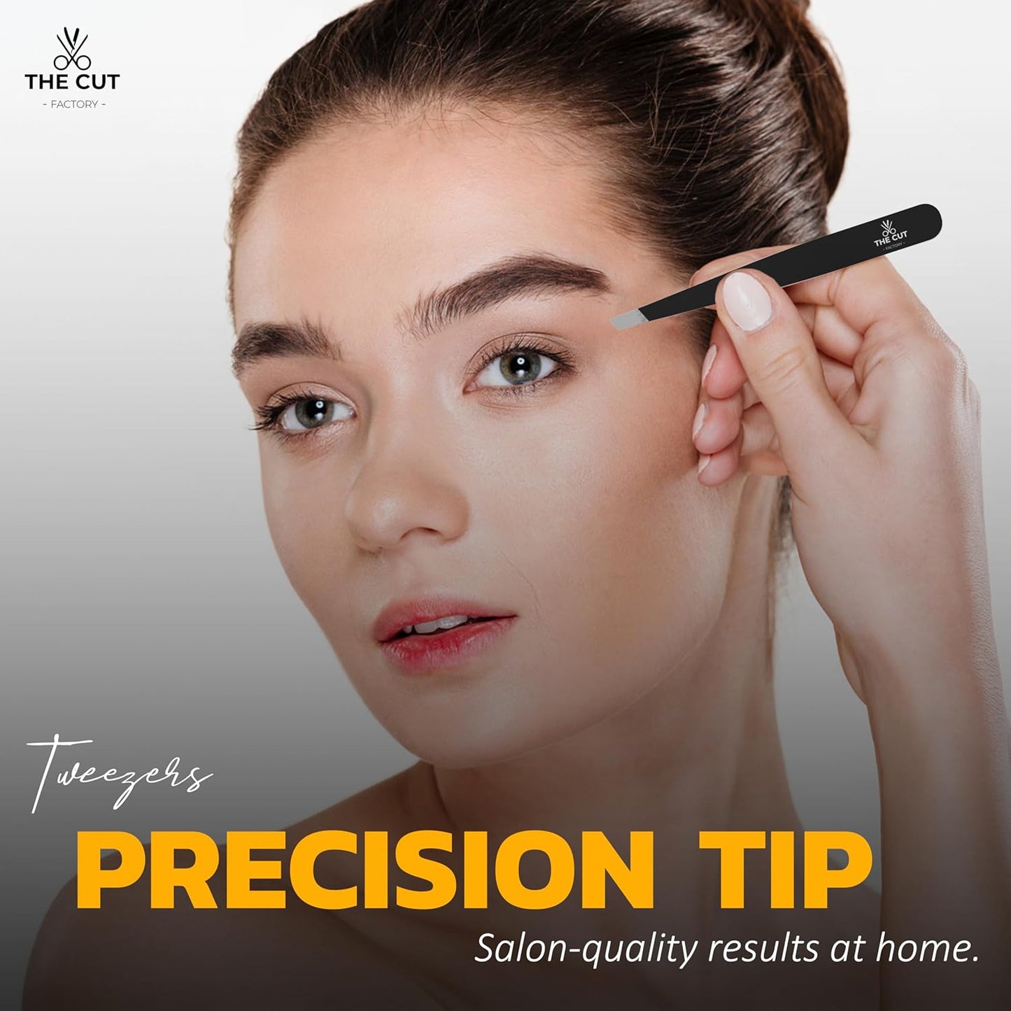 The Cut Factory- 6.5” Professional Hair Scissors & Tweezers - High Carbon 420 Stainless Steel Hair Cutting Scissors, Ultra-Sharp Barber Shears for Salon & Home, (BLACK)