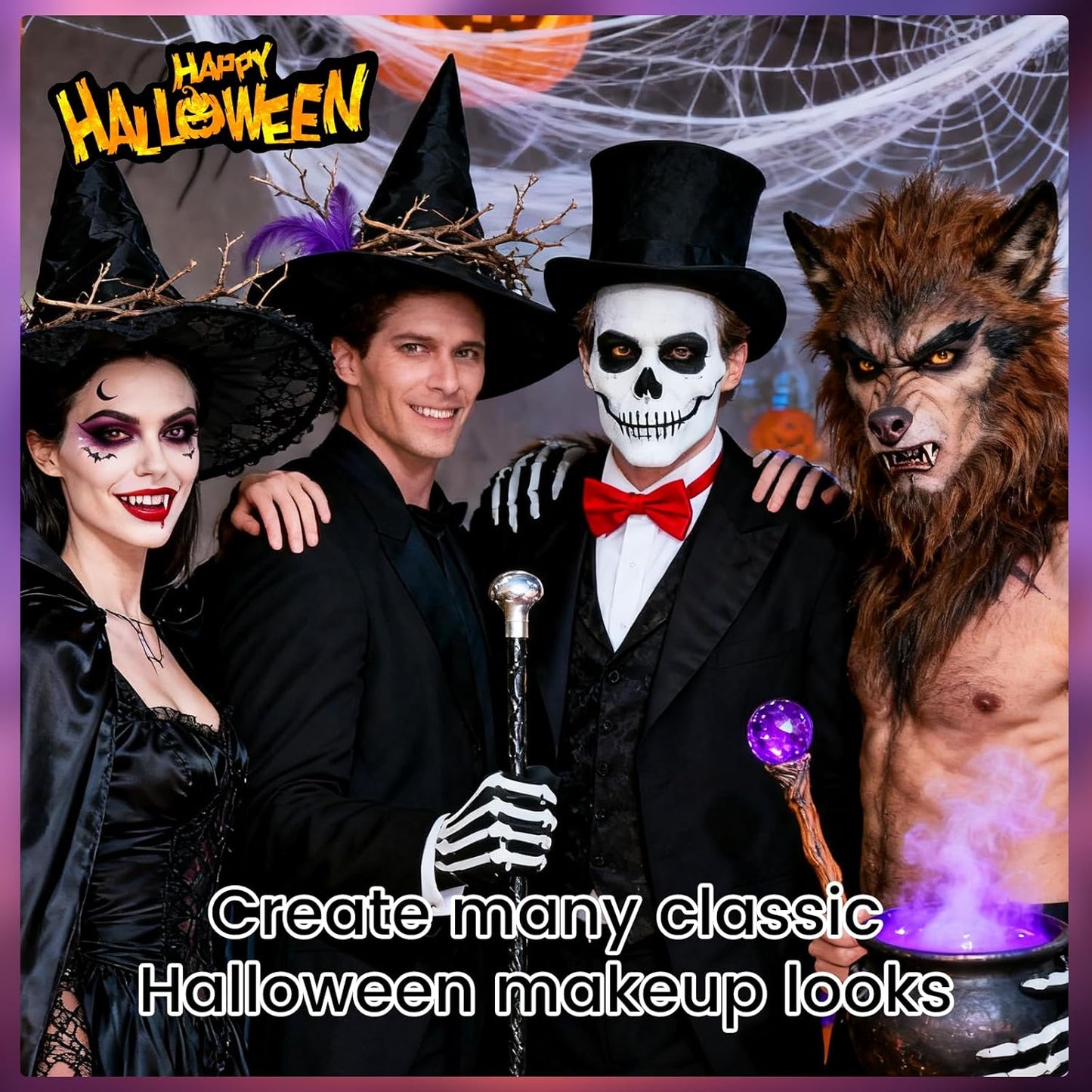 Black White Grey Oil Based Face Paint Kit with Painting Brushes, Professional Full Coverage Greasepaint Halloween Face Painting Kit for Adult Cosplay Skeleton Monster Carnival Makeup