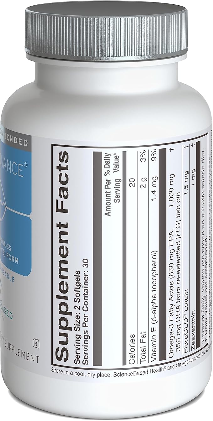 OmegaAdvance Omega-3 Fish Oil Supplement 1000 MG. 60 Softgels