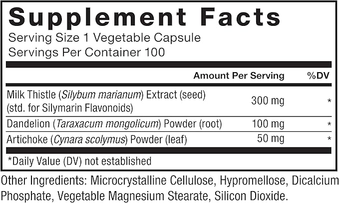 FORCE FACTOR Milk Thistle Liver Support 300mg Silymarin 100 Vegetable