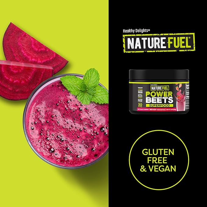 Healthy Delights Nature Fuel Power Beets - Super Concentrated Non-GMO Beet Juice Powder - Delicious Mixed Berry Flavor - 30 Servings - Pantry Friendly (Packaging May Vary)