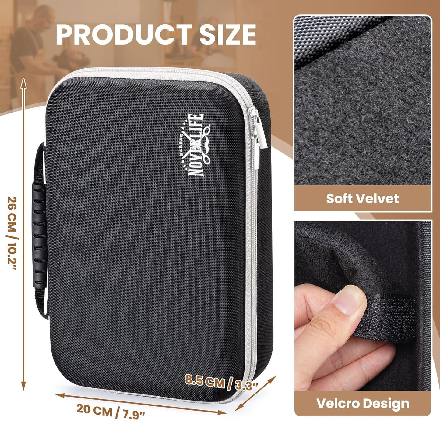 Noverlife Large Hard Clipper Case for Barbers, Portable Hair Cutting Barber Supplies Organizer Bag, Mens Trimmers Box, Hair Salon Carrying Bag for Men Razor Guard Grooming Kits Storage