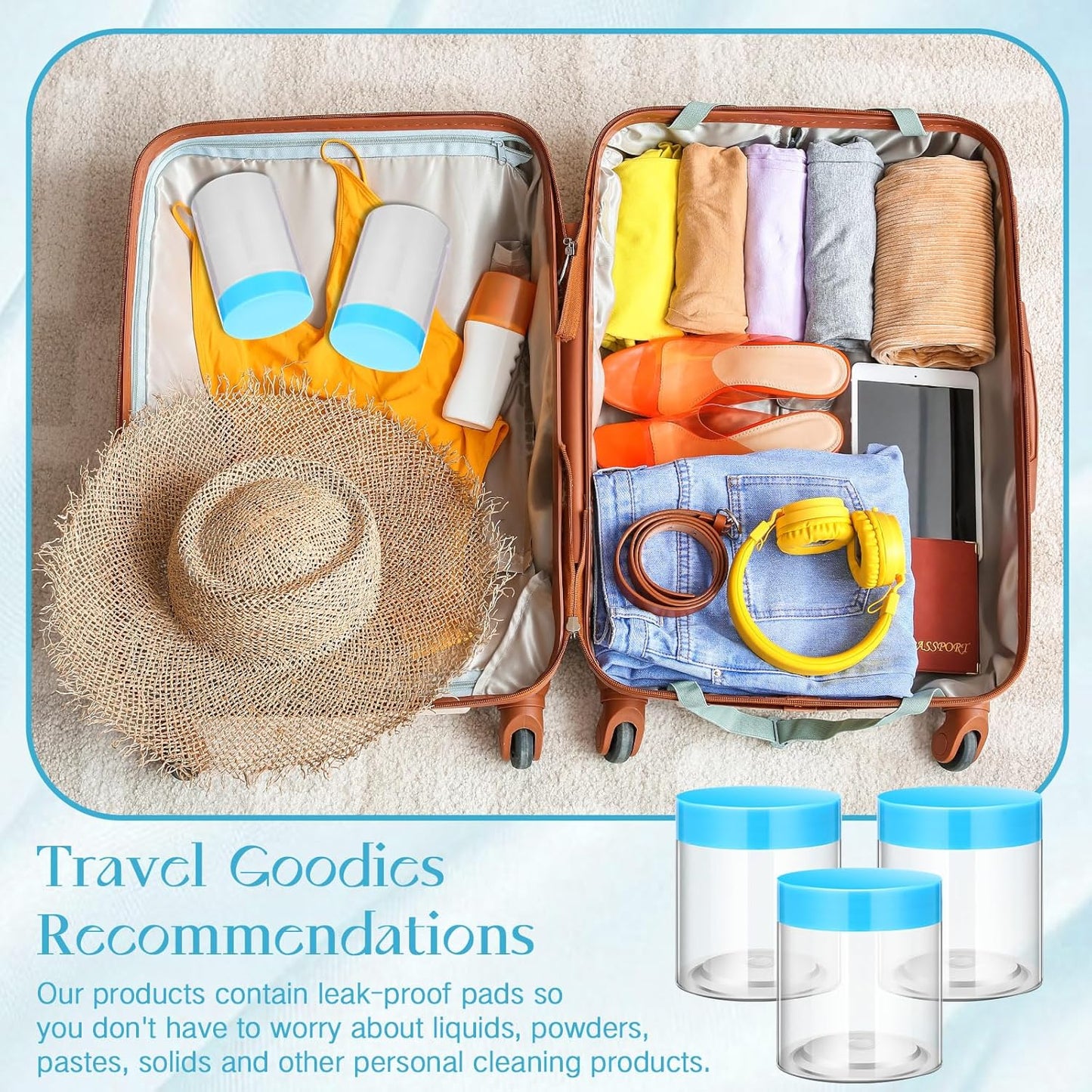 SATINIOR 12 Pack 4 oz Plastic Container Jars with Lids Round Clear Travel Cosmetic Container Slime Jars for Toiletries, Lotion, Cream, Ointments, Makeup, Rhinestone, Samples, Kitchen Storage(Blue)