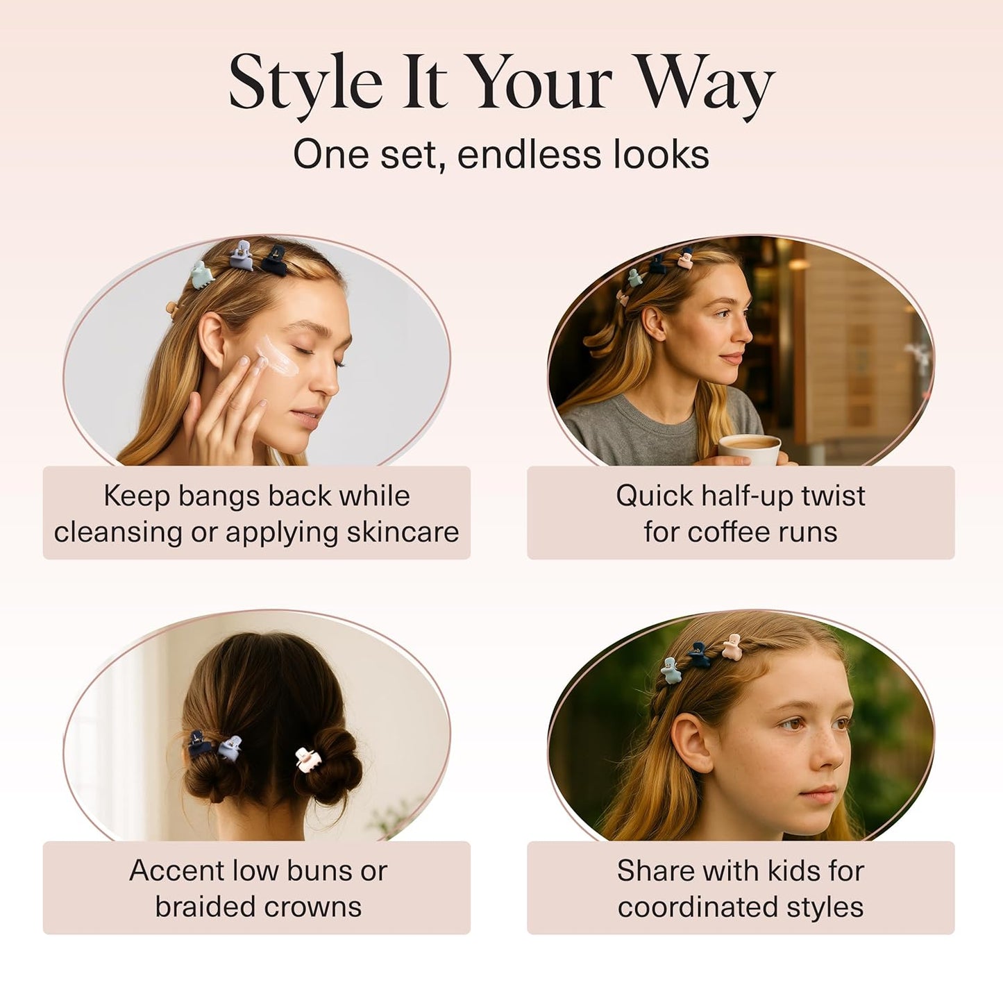 Kitsch Small Hair Clips for Women and Girls – Mini Claw Clips – Hair Accessories – Daily Styling, Recycled, Garden Bouquet | Ideal Gifts for Women – 8pc Set