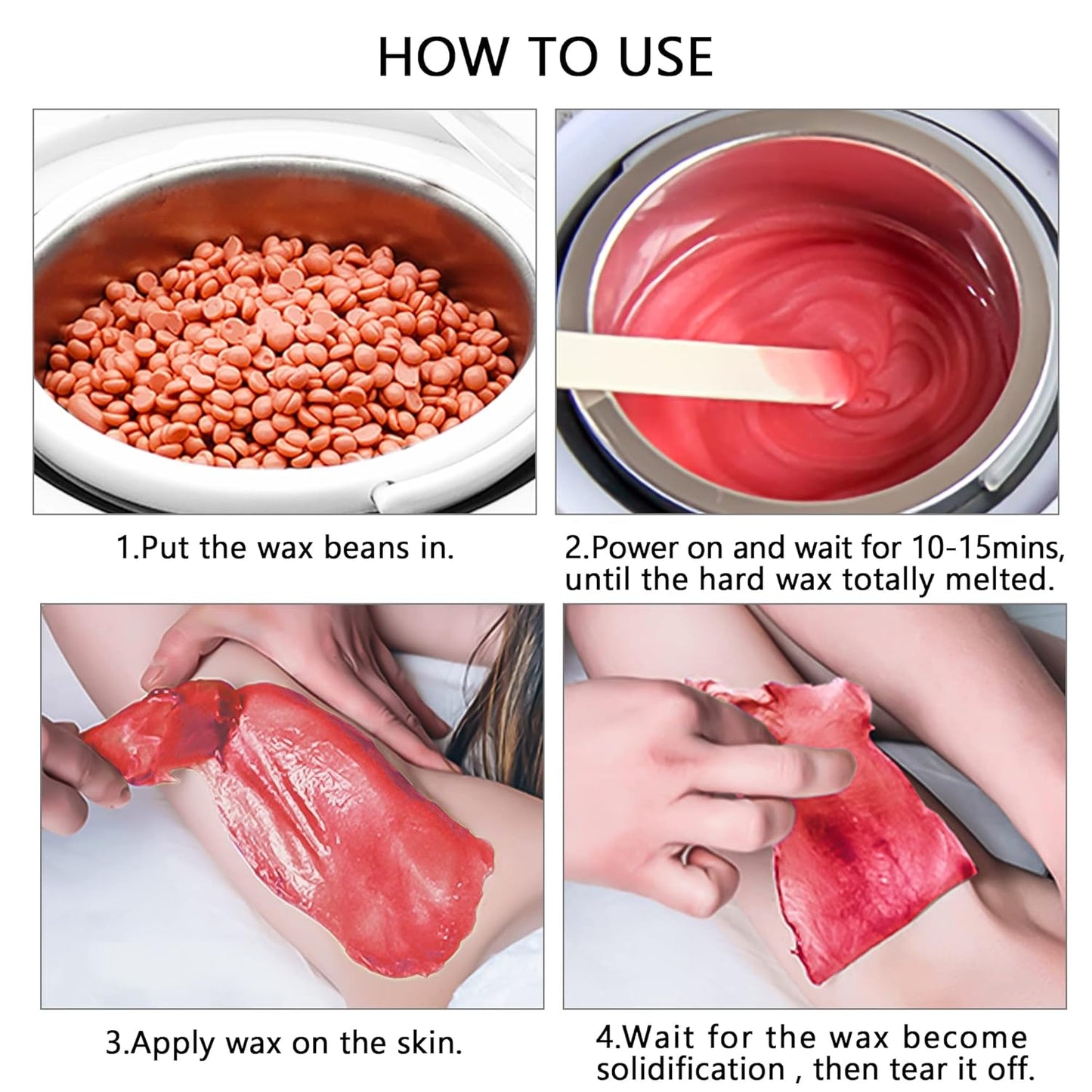 Professional Waxing Kit Wax Warmer Double Pot Wax Heater Machine for Hair Removal, Large Wax Pot for Spa Salon Beauty Esthetician Home, with Adjustable Temperature Set, 50 Wax Stick(White)