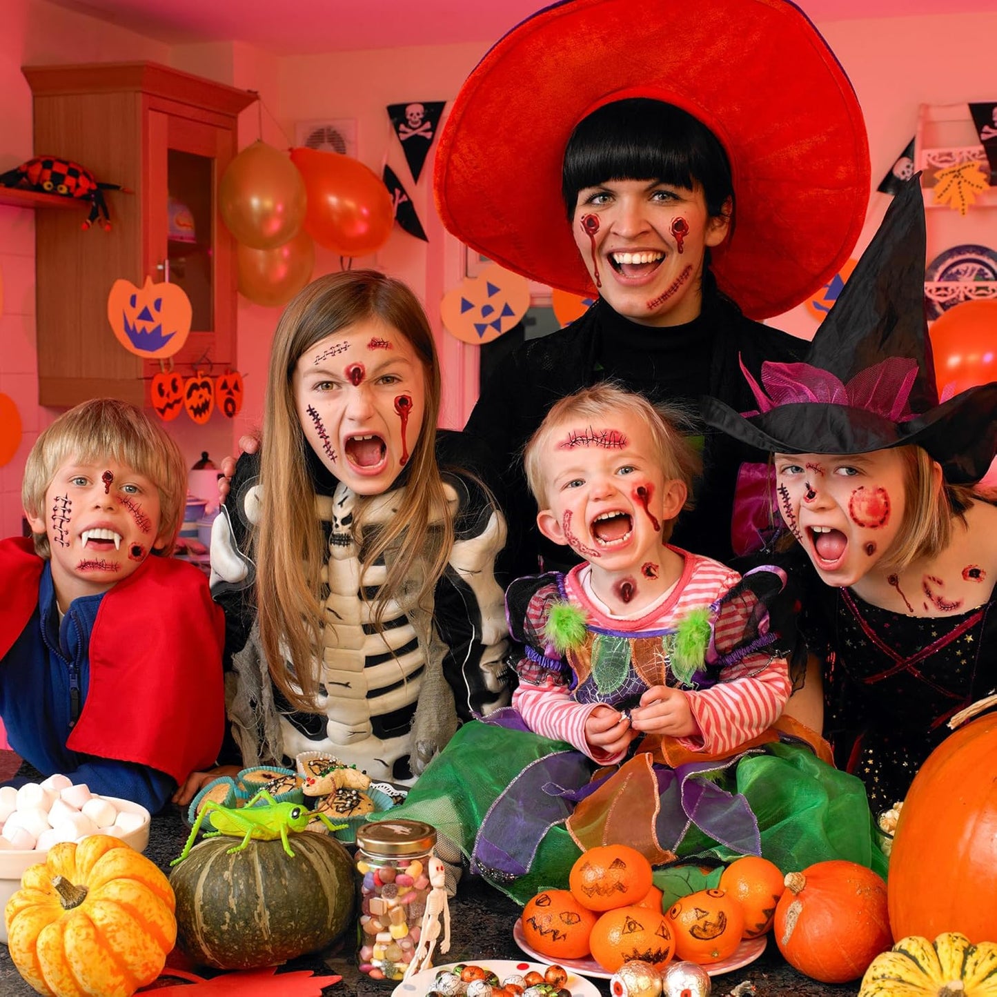 Halloween Decorations, 32PCS Halloween Tattoos Stickers, Scary Zombie Makeup, Relistic Fake Scars Wounds, Body Fake Tattoos for Women Party Favors Accessories for Trick or Treat Supplies Sticker