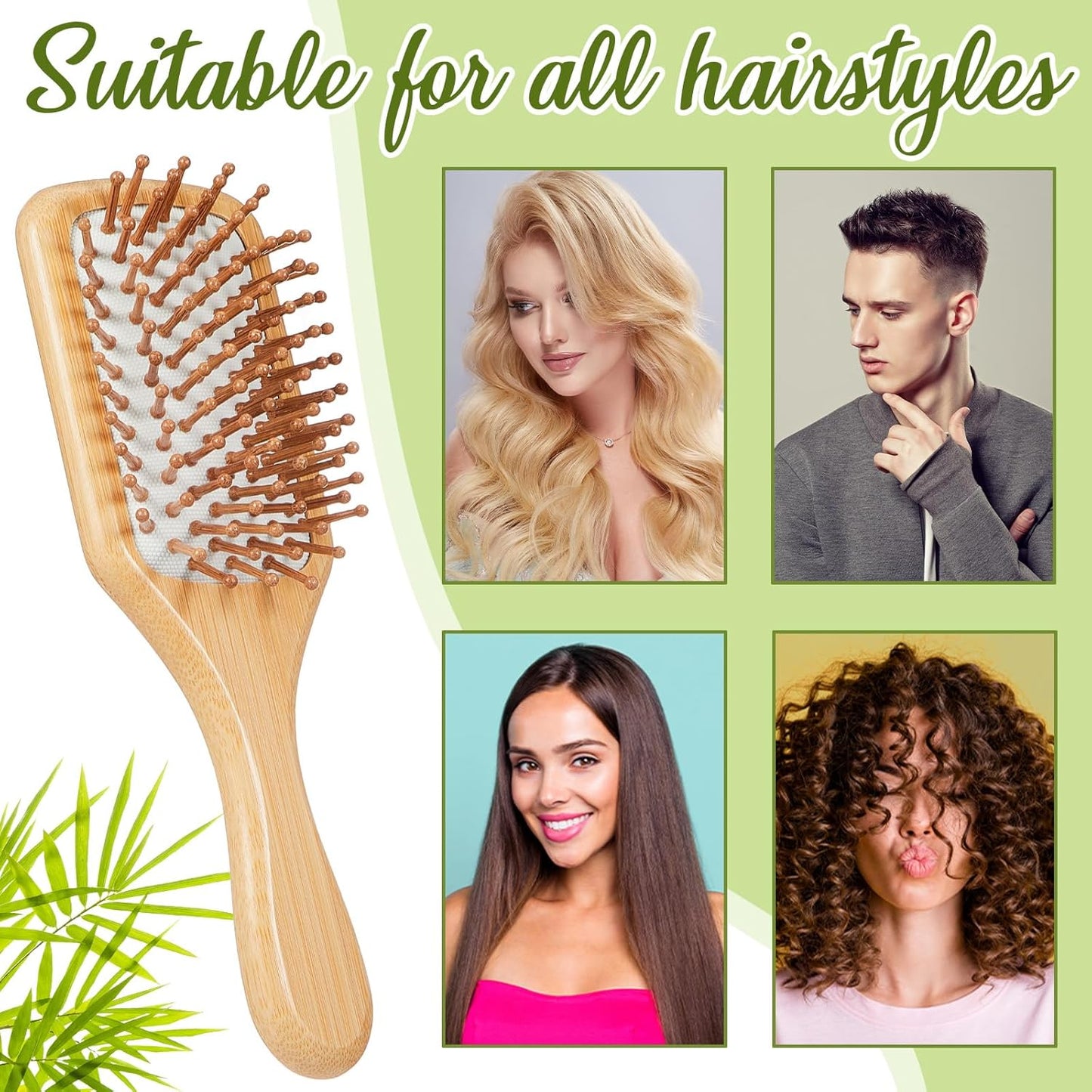 Tessco for you 12 Pcs Christmas Bamboo Hair Brushes Thanksgiving Bulk Wooden Paddle Brush Scalp Massage Bristle Anti Static Engraving DIY Gift for Women Wedding(7.87'' X 2.56'',White)