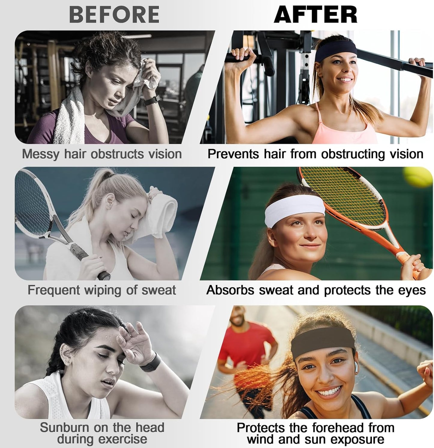 10 PCS Headbands for Women - Fashion Non Slip Cotton Headbands for Women and Men Perfect for Sports and Outdoor Activities in Summer,Including Running, Yoga, Cycling, Gym Workouts